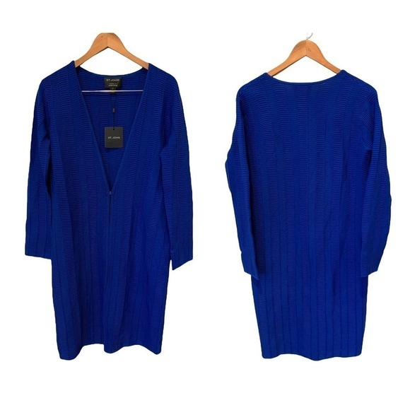ST. JOHN COLLECTION  Architectural Ottoman Knit Jacket  in Vivid Blue (6) - Picture 3 of 10